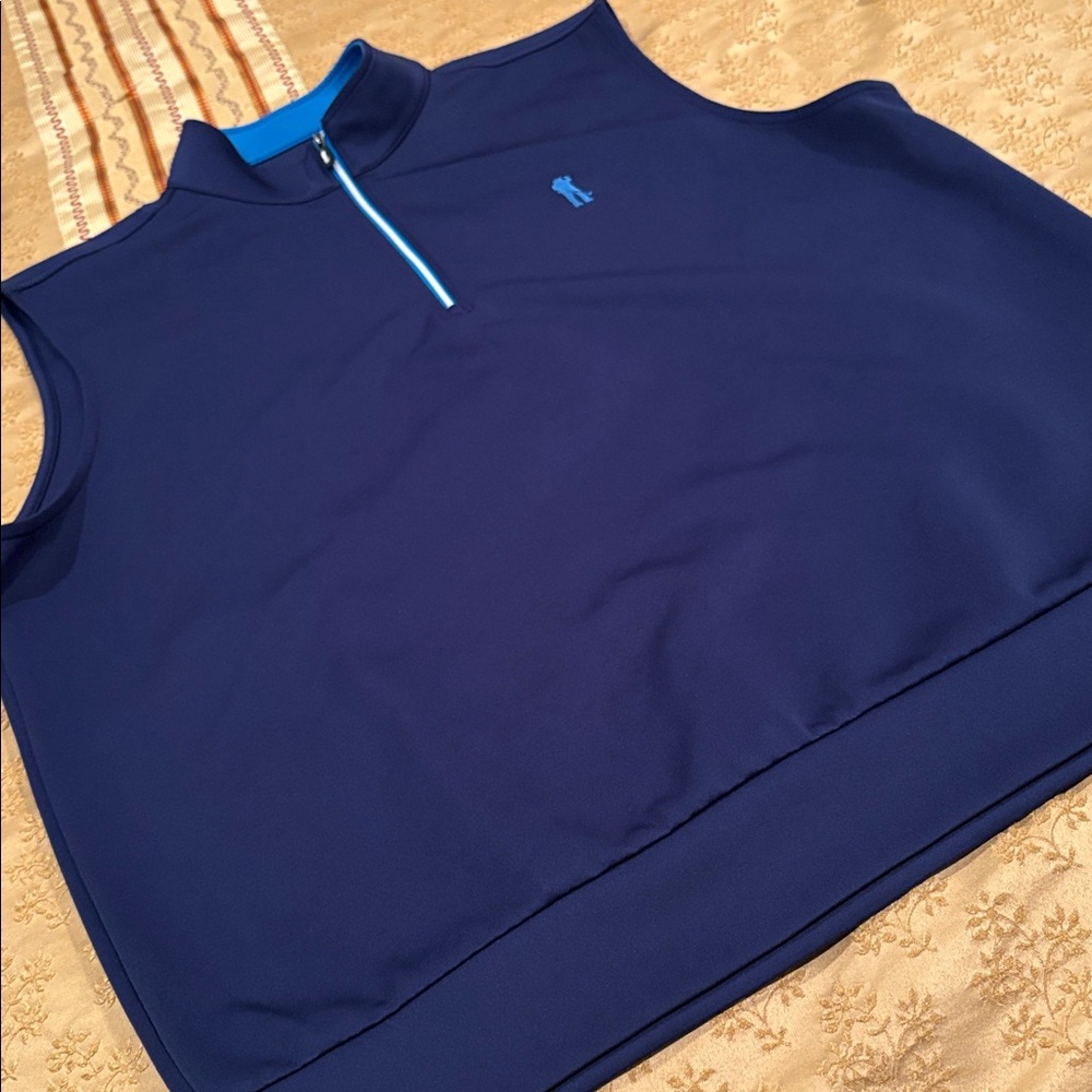 U Suck At Golf Navy Vest, Polyester Blend, Moisture Wicking, 4 Way stretch, XL